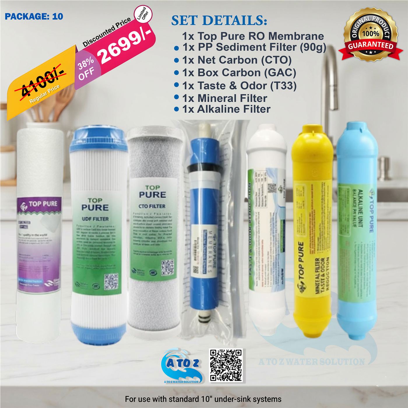 Top Pure Water Filter Kit Package 10 (7 Items)
